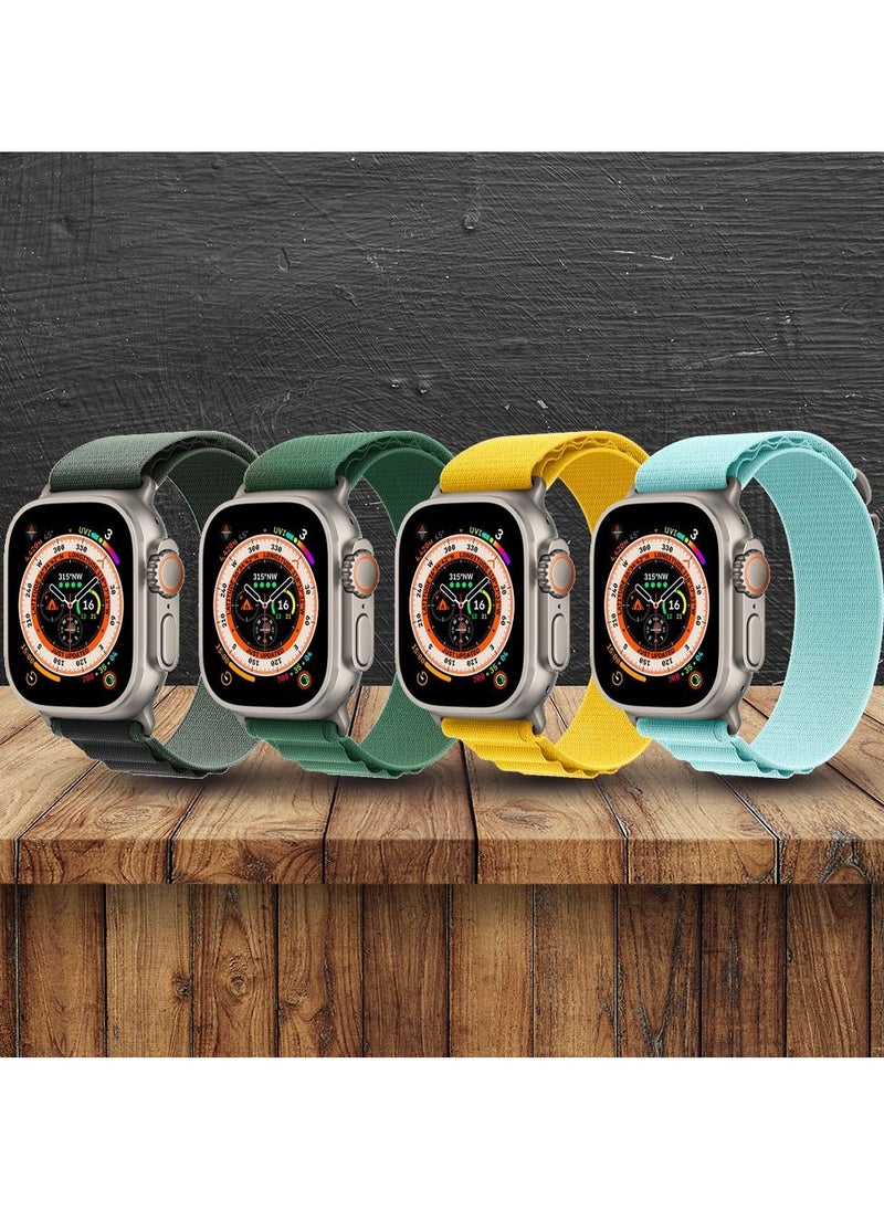 CATANES - 4 Pack For Apple Watch Band 49mm 45mm 44mm 42mm Alpine Loop Band Women Men Adjustable with Metal G-Hook Strap for iWatch Ultra Series SE 8/7/6/5/4/3/2/1 Multicolour - Image 1