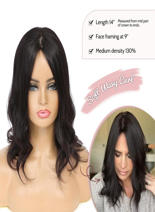 PANEWAY 9x9inch Skin Scalp Toppers for Women - Real Human Hair Big Base Cover for Thinning or Hair Loss - No Bangs Top Pieces Natural Curly Wavy Wiglets Remy Hair Topper - Image 2