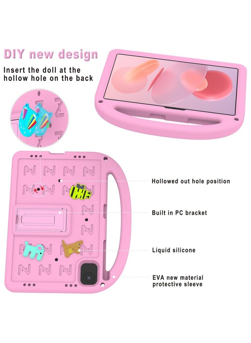VKL Kids Case Compatible with Infinix Xpad 11 inch (2024) X1101, [Kids Friendly] DIY Cute Cartoon Lightweight EVA Shockproof Handle Stand Protective Cover with Shoulder Strap (Pink) - Image 2