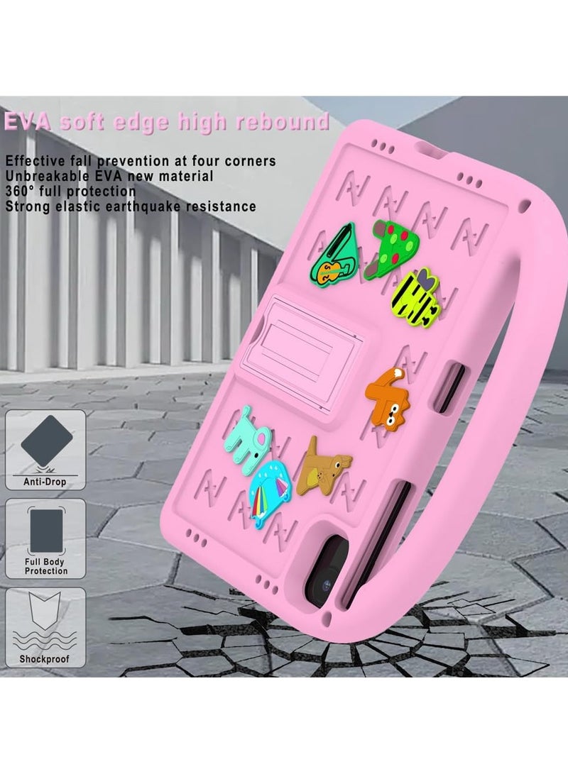 VKL Kids Case Compatible with Infinix Xpad 11 inch (2024) X1101, [Kids Friendly] DIY Cute Cartoon Lightweight EVA Shockproof Handle Stand Protective Cover with Shoulder Strap (Pink) - Image 4