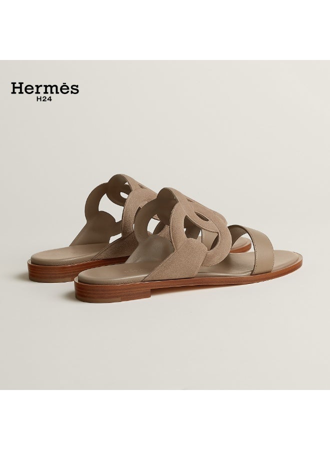 Hermes H24 Lagune Sandals in suede goatskin and Nappa leather - Image 4