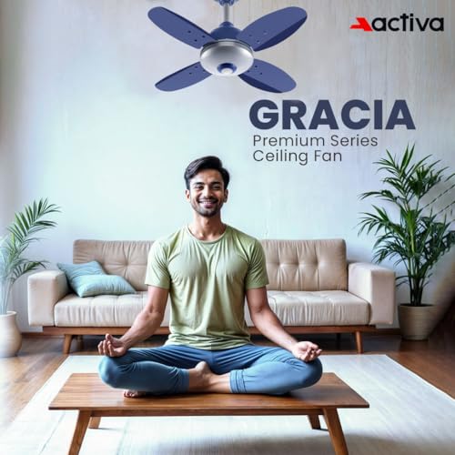 ACTIVA Gracia 600 MM BLDC Ceiling Fan | 4 Blades | 28 Watt | Noiseless Motor with LED Light | Remote Control | Reversible Mode, Timer, Energy Saving, come with 5 Years Warranty (Sparkle Blue) - Image 2