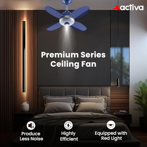 ACTIVA Gracia 600 MM BLDC Ceiling Fan | 4 Blades | 28 Watt | Noiseless Motor with LED Light | Remote Control | Reversible Mode, Timer, Energy Saving, come with 5 Years Warranty (Sparkle Blue) - Image 5
