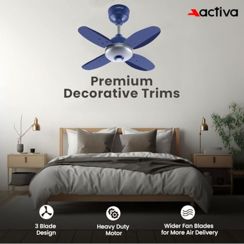 ACTIVA Gracia 600 MM BLDC Ceiling Fan | 4 Blades | 28 Watt | Noiseless Motor with LED Light | Remote Control | Reversible Mode, Timer, Energy Saving, come with 5 Years Warranty (Sparkle Blue) - Image 3