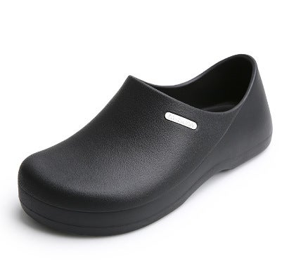 Mens Anti-Slip Wear-Resistant Low-Top Waterproof Oil-Proof Chef Work Shoes Rain Shoes EVA Special For Work Round Toe Shoes 122 black 