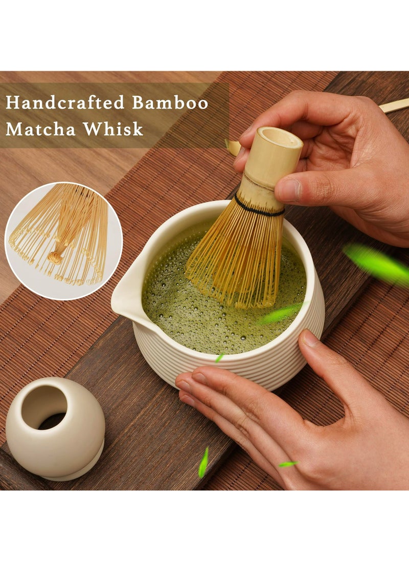 Dominy Matcha Set - 4-Piece Matcha Whisk Set Includes Matcha Bowl with Spout, Matcha Whisk, Scoop & Holder, Ideal for Matcha Tea Ceremony & Matcha Latte (Ceramic White)  - Image 2