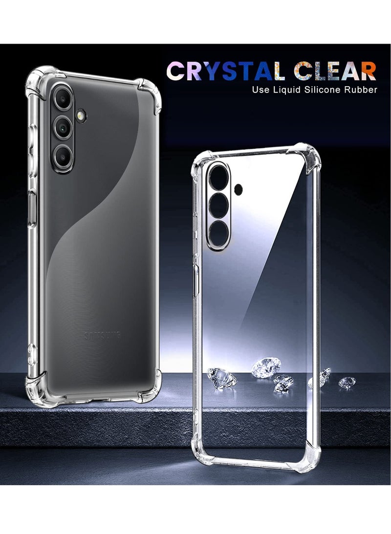 BORTONY Samsung Galaxy A14 4G/5G Case with Dual Tempered Glass Screen Protector Soft TPU Silicone Case Bumper with Reinforced Corners Clear Cover - Image 2