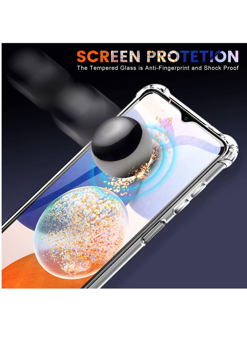 BORTONY Samsung Galaxy A14 4G/5G Case with Dual Tempered Glass Screen Protector Soft TPU Silicone Case Bumper with Reinforced Corners Clear Cover - Image 4
