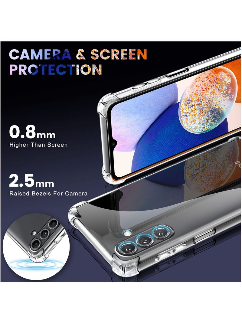 BORTONY Samsung Galaxy A14 4G/5G Case with Dual Tempered Glass Screen Protector Soft TPU Silicone Case Bumper with Reinforced Corners Clear Cover - Image 3