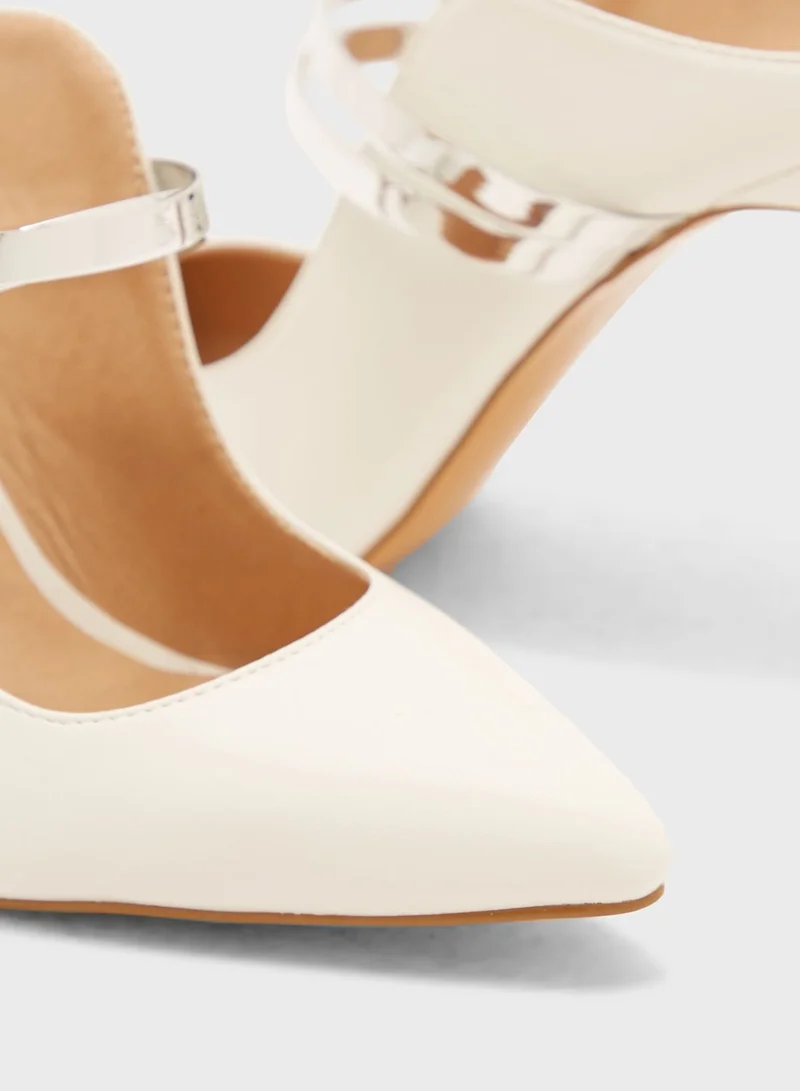 Khizana Double Strap Curved Edge Slip-On Pointed Pump