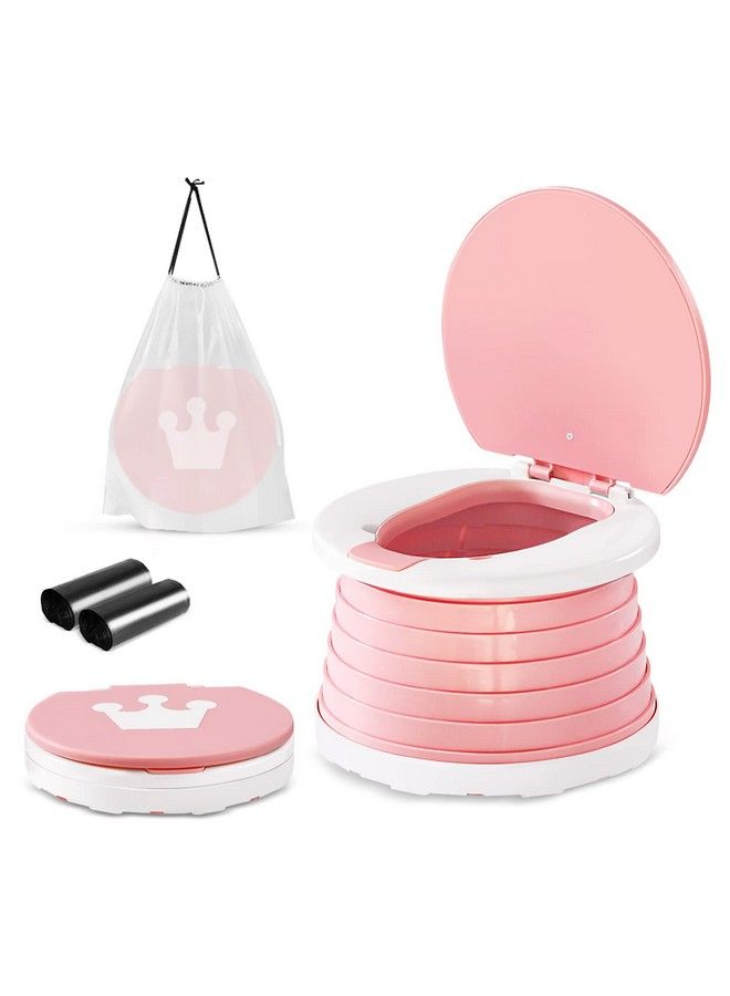YZNlife Travel Potty For Toddlers Portable Potty For Toddlers Foldable Kids Training Toilet Seat For Boys Girls Baby Carry Potty Children Car Potty Chair For Camping Park With 2 Rolls Bag（Pink） - Image 2