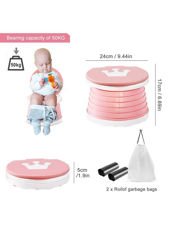 YZNlife Travel Potty For Toddlers Portable Potty For Toddlers Foldable Kids Training Toilet Seat For Boys Girls Baby Carry Potty Children Car Potty Chair For Camping Park With 2 Rolls Bag（Pink） - Image 3