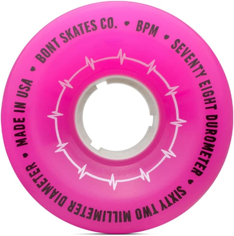 Bont Skates BPM Quad Roller Skate Outdoor Wheels - Suitable for Recreational Skating Asphalt Sidewalk Boardwalk Street - 62x35mm 78A, Made in USA (Hot Pink - Set of 4 wheels) - Image 2