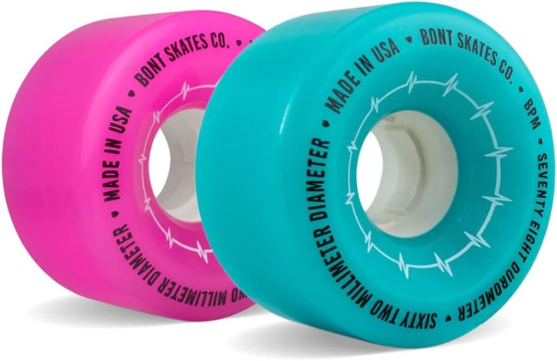Bont Skates BPM Quad Roller Skate Outdoor Wheels - Suitable for Recreational Skating Asphalt Sidewalk Boardwalk Street - 62x35mm 78A, Made in USA (Hot Pink - Set of 4 wheels) - Image 1