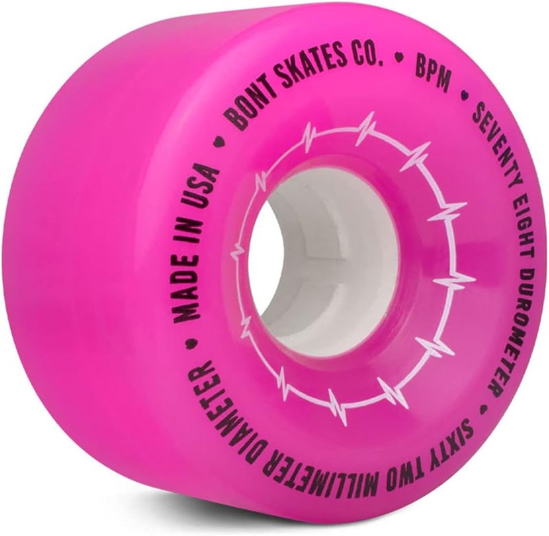 Bont Skates BPM Quad Roller Skate Outdoor Wheels - Suitable for Recreational Skating Asphalt Sidewalk Boardwalk Street - 62x35mm 78A, Made in USA (Hot Pink - Set of 4 wheels) - Image 3