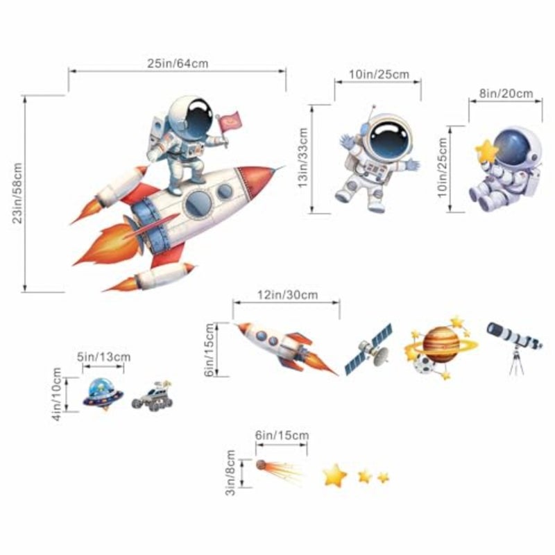 ملصقات حائط لرائد الفضاء من ARS®، ملصقات حائط على شكل كواكب الفضاء الخارجي Rocket Boys، رسوم متحركة لطيفة على شكل Spacema - Image 4