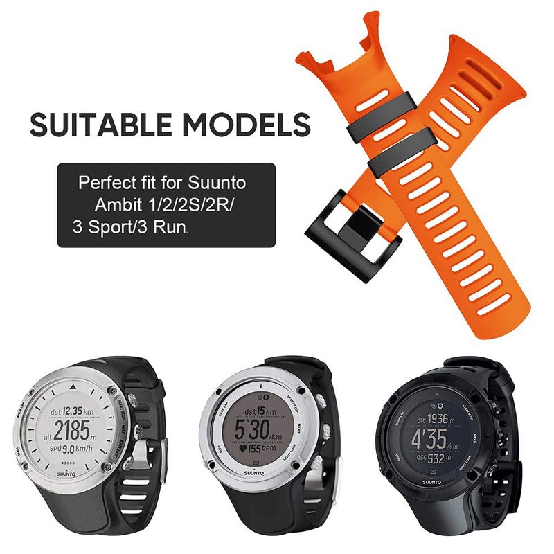 ANCOOL حزام ساعة ANCOOL متوافق مع Suunto Ambit 3، حزام رياضي بديل من TPU الناعم، ملحق سوار لساعة Suunto Ambit 3 Sport، 3 Run، 2R، 2S، 2، و 1 (برتقالي) - Image 4