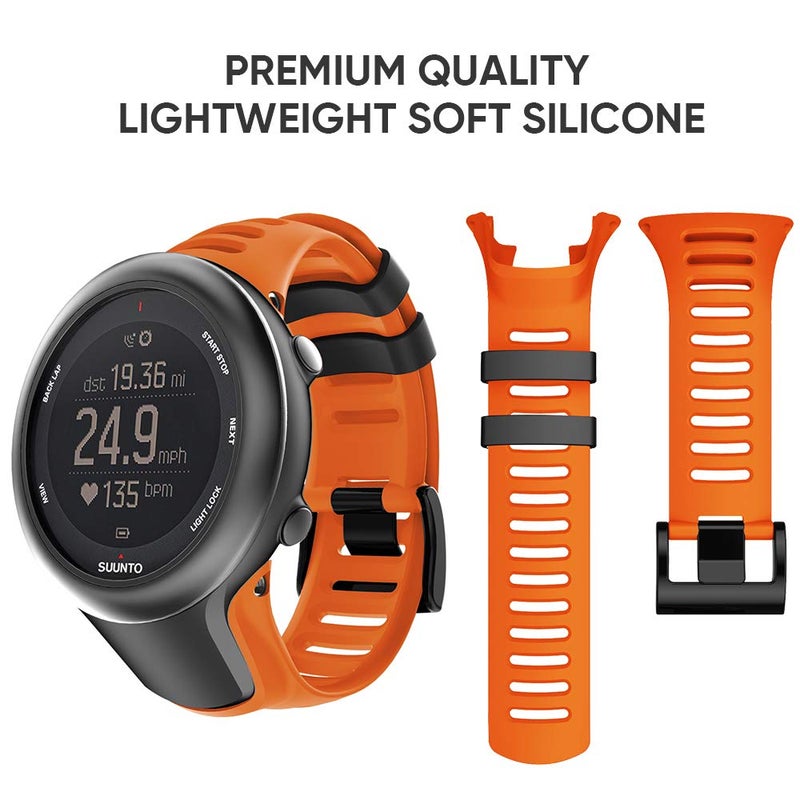 ANCOOL حزام ساعة ANCOOL متوافق مع Suunto Ambit 3، حزام رياضي بديل من TPU الناعم، ملحق سوار لساعة Suunto Ambit 3 Sport، 3 Run، 2R، 2S، 2، و 1 (برتقالي) - Image 2