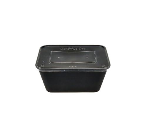 Amit Marketing Disposable Containers with lid I Reusable Leak Proof Microwave Safe I Airtight Transparent Lid I for Food delivery Fridge Storage Home Travel I Set of 50 Black 1000 ml - Image 2
