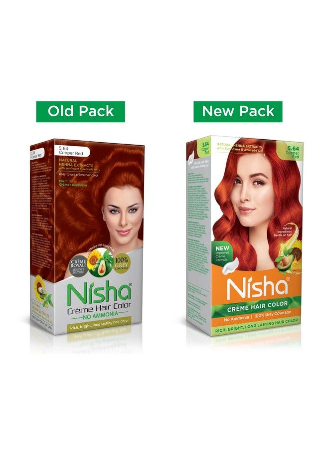 Nisha Cream Permanent Hair Color No Ammonia Cream Formula Permanent Fashion Highlights(60Gm+60Ml Each Pack) Copper Red (Pack Of 3) - Image 3