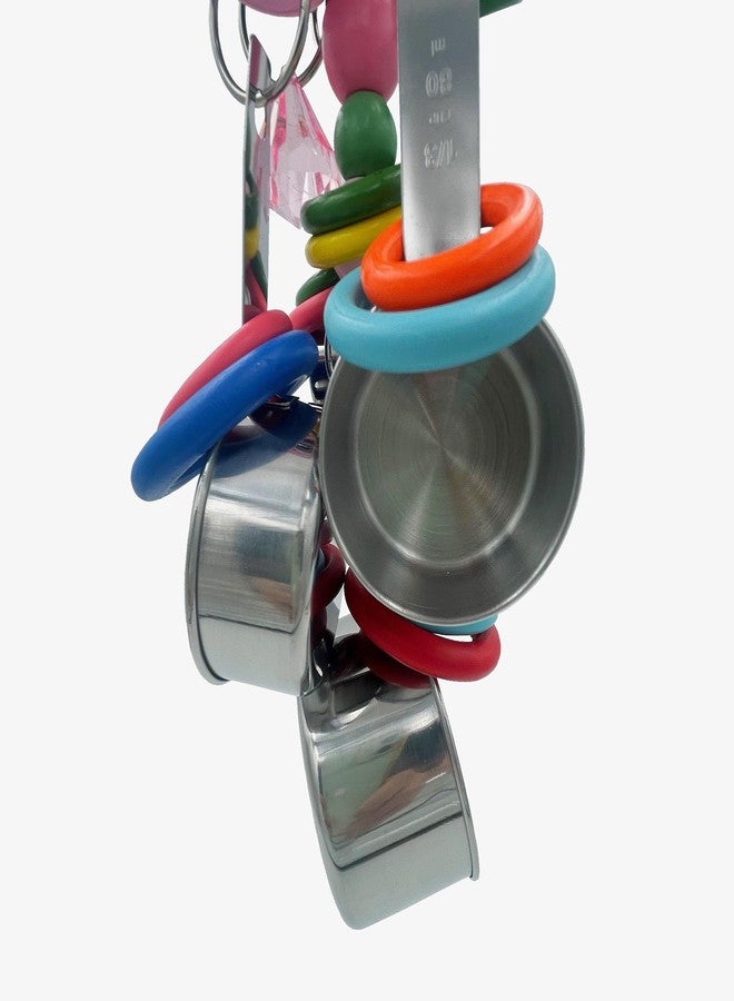 GILYGI Metallic Pots and Multicolored Ring Strings Toys, Pullable 5 Stainless Steel Cups and Wooden Ring Toys for Large and Extra Large Parrot Amazons Macaws African Greys Cockatoos Eclectus - Image 4