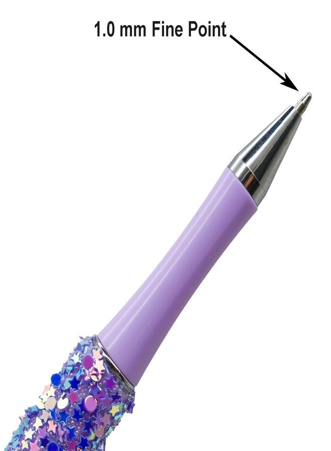 Maydahui 36 PCS Glitter Beadable Ballpoint Pens Retractable Sequin Bead Pen Plastic Handmade DIY Fancy Pens Cool Shaft Beaded Pen Sun Moon Star Style Black Ink for DIY Making School Party Office - Image 4
