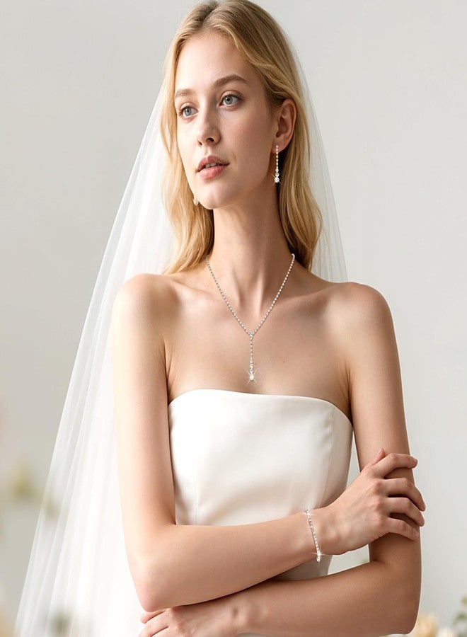 Yolev Gold Wedding Jewelry Sets for Women Gold Rhinestone Necklace Earrings Bracelet Bridesmaid Bridal Necklace for Wedding Costume Accessories for Women - Image 3