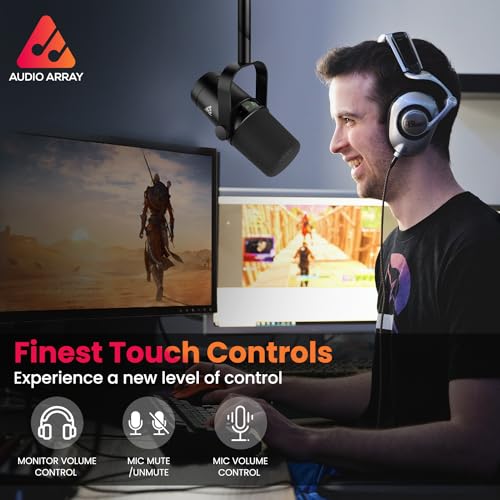 Audio Array AM-C44 XLR/USB Professional Dynamic Podcast Microphone | Built-in Monitoring | One Touch Mute & Volume Control | 192kHz/24bit Full Metal Build | 2M XLR & USB Cable | Streaming, Podcasting - Image 5