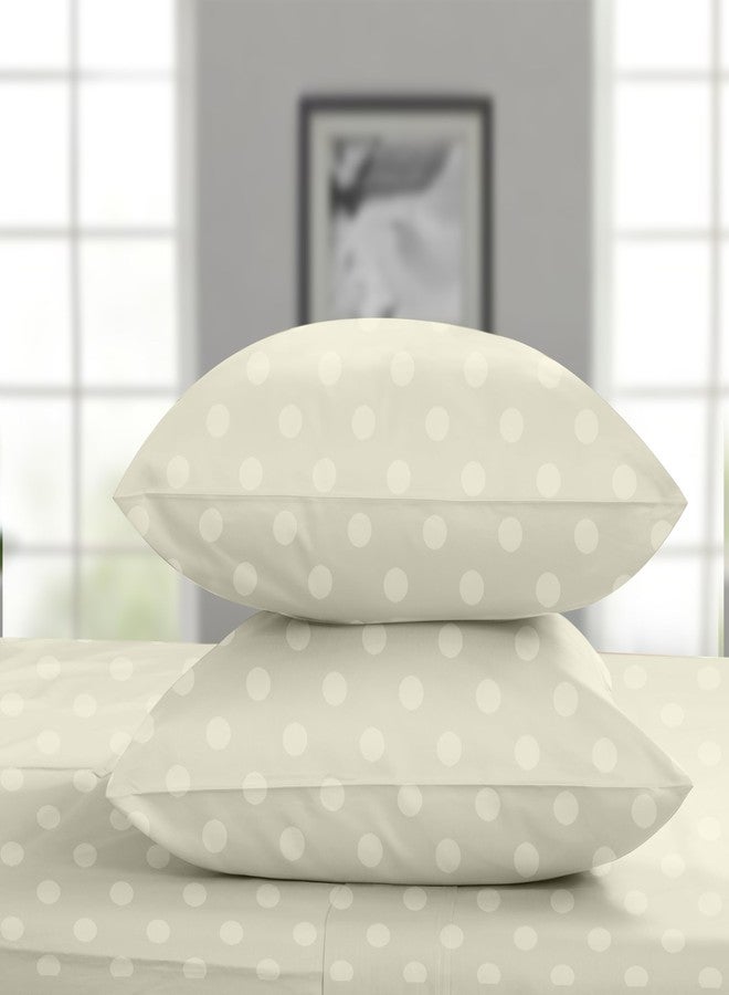 Threadmill Pillow Cases Standard Size Set of 2 | 100% Pure Cotton Jacquard Sateen Weave | Ultra Soft & Comfortable Bed Pillow Covers | Hotel Quality Pillow Protectors | Ivory Pillow Cases - Image 1