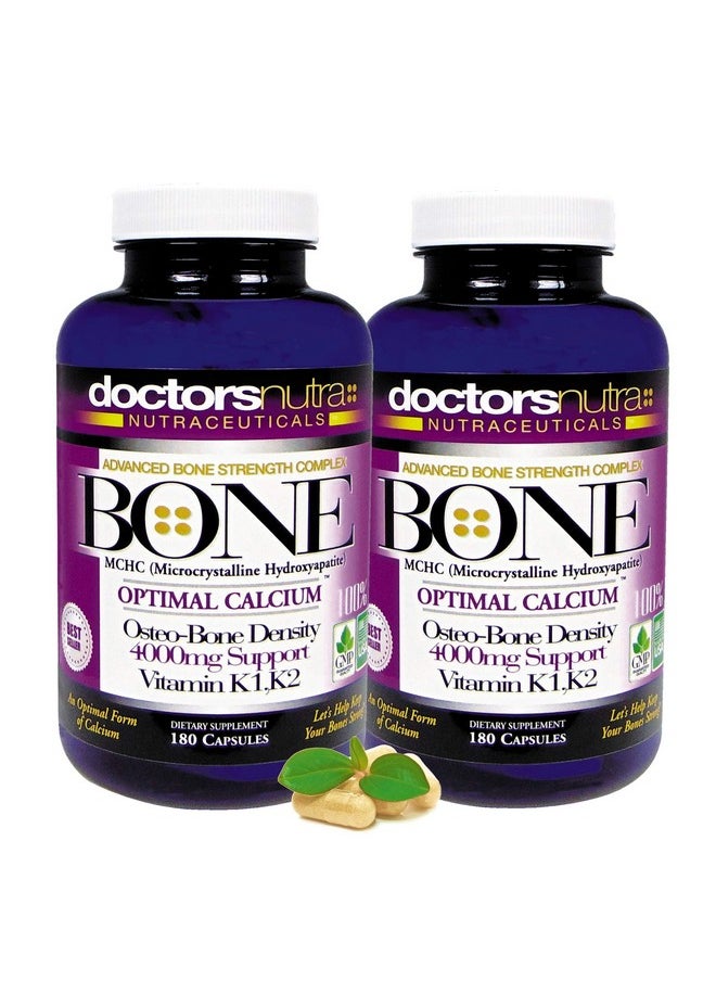 (Pack Of 2) Calcium 1000 Milligrams With 4000 Milligrams Mchc For Complete Calcium Maximum Bone Strength Support By Doctors Nutra Nutraceuticals Plus K1. K2 Magnesium Vitamin D Zinc And More