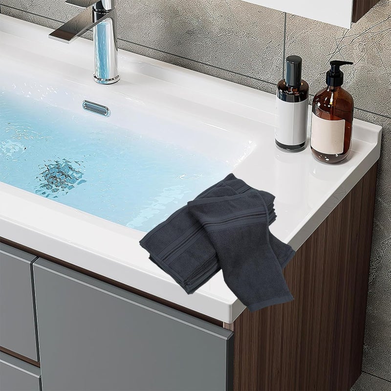 12pcs Soft Cotton Washcloths Absorbent Face Towels 34x34cm Deep Gray Skin Towels for Bathroom Spa Salon Makeup Removal - Image 4