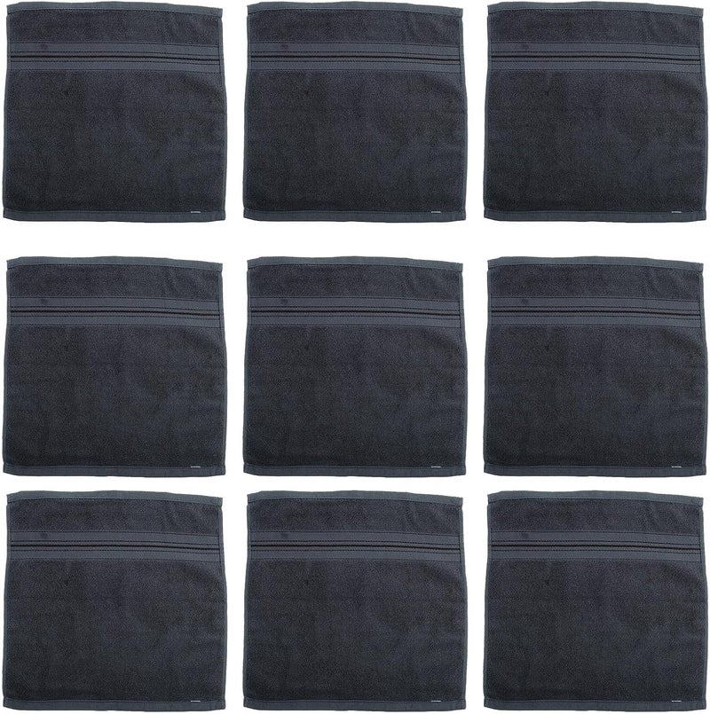 12pcs Soft Cotton Washcloths Absorbent Face Towels 34x34cm Deep Gray Skin Towels for Bathroom Spa Salon Makeup Removal - Image 1