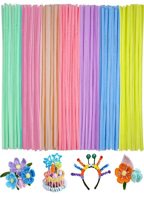 200PCS Pipe Cleaners, Chenille Stems, Multi-Color Pipe Cleaners Craft, Fuzzy Sticks Craft Supplies, Arts and Crafts for Creative Handmade DIY Project Decorations（7 Macaron Colors)