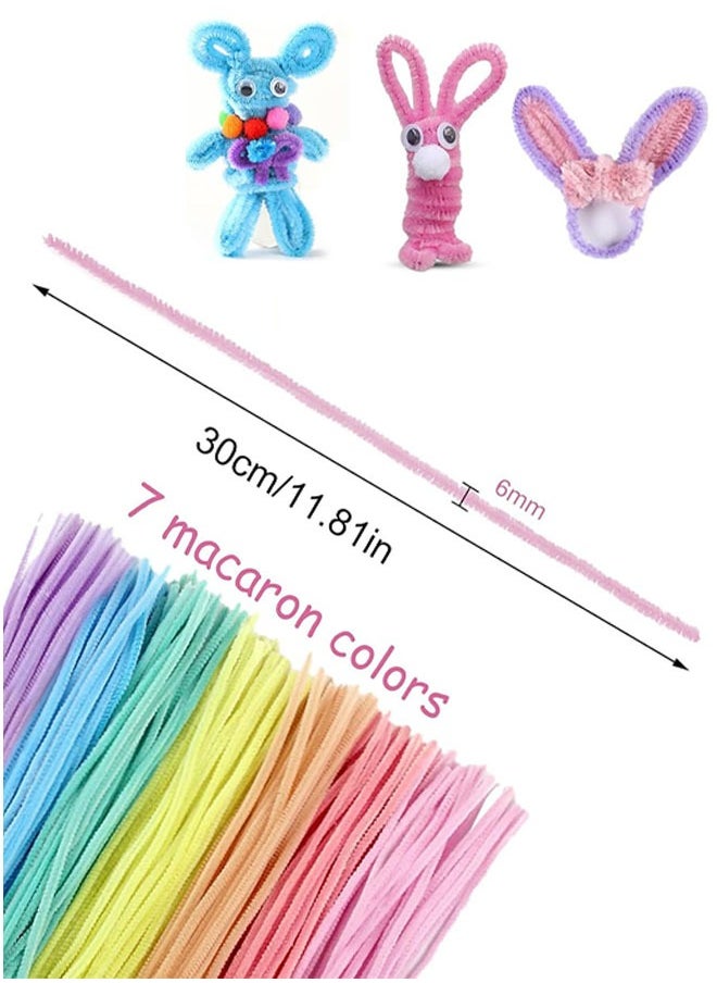 null - 200PCS Pipe Cleaners, Chenille Stems, Multi-Color Pipe Cleaners Craft, Fuzzy Sticks Craft Supplies, Arts and Crafts for Creative Handmade DIY Project Decorations（7 Macaron Colors) - Image 1