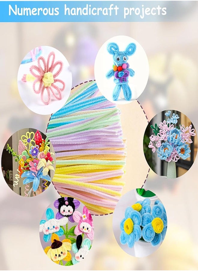 null - 200PCS Pipe Cleaners, Chenille Stems, Multi-Color Pipe Cleaners Craft, Fuzzy Sticks Craft Supplies, Arts and Crafts for Creative Handmade DIY Project Decorations（7 Macaron Colors) - Image 1