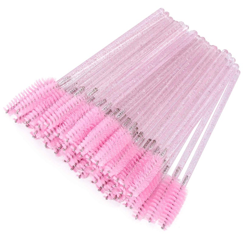 Tbestmax 300 Disposable Mascara Wands Spoolies Eye Lash Brush for EyebrowEyelash Extension Pink