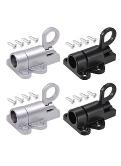KASTWAVE 4 Pcs Spring Latch Bolt,Automatic Latch Lock,Spring Lock Automatic Spring Latch,Pull Ring Door Bolt with Screws,Suitable for Windows Wooden Doors,Courtyard Doors,Cabinet Doors(Black and Silver Gray)  - Image 1