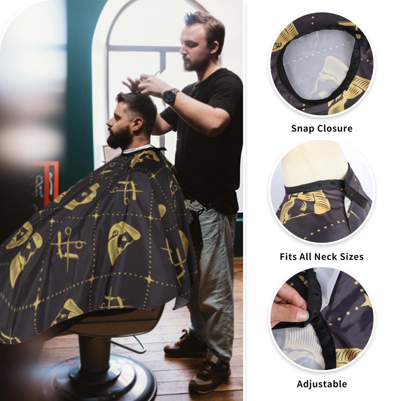 YELEGAI Professional Hair Cutting Cape with Neck Duster Brush, Waterproof Salon Barber Cape with snaps, Barber Accessories for Men, Women and Kids(Hair Cutting Scissors and Men) - Image 3