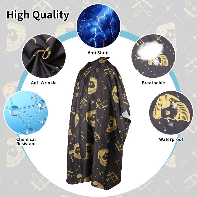 YELEGAI Professional Hair Cutting Cape with Neck Duster Brush, Waterproof Salon Barber Cape with snaps, Barber Accessories for Men, Women and Kids(Hair Cutting Scissors and Men) - Image 2