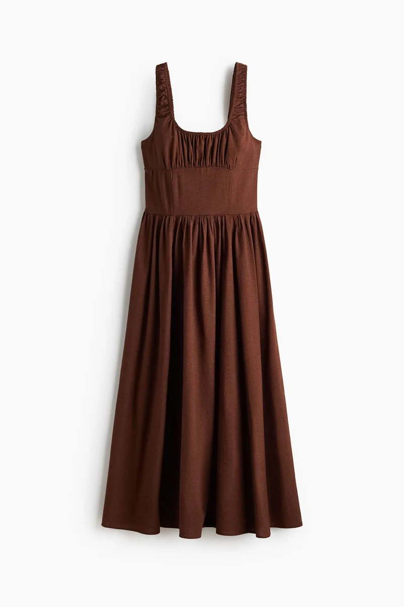 H&M Ruched linen-blend dress