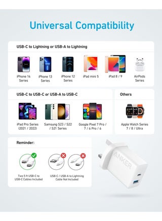 USB C Charger, iPhone Charger, 20W Dual Port USB Fast Charger, Type C Charger for iPhone 16/16 Pro/16 Pro Max/15/14/13/12, iPad Pro/AirPods, Samsung S25/S24/S23 and More (USB-C Cable Included) - view 5