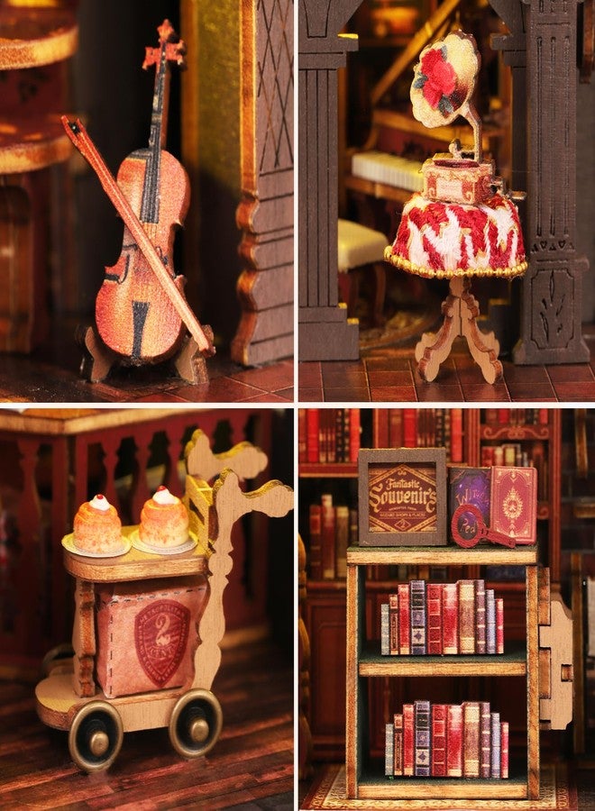 Plustopoy DIY Miniature House Kit - 3D Wooden Puzzle Bookshelf Decor with Furniture & LED Light, Dollhouse Kit Creative Craft Building Set for Adults, for Women Men - Image 2