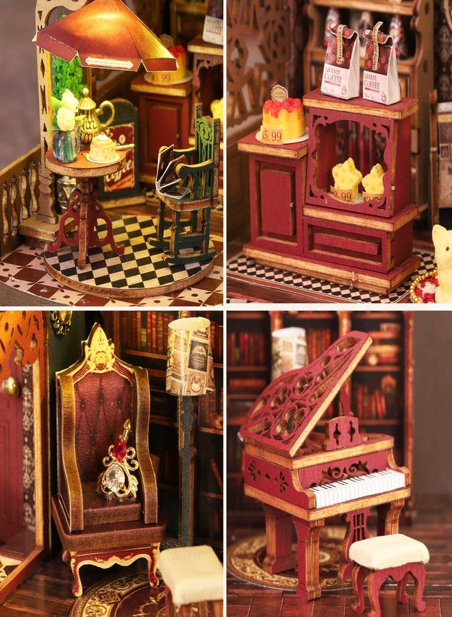 Plustopoy DIY Miniature House Kit - 3D Wooden Puzzle Bookshelf Decor with Furniture & LED Light, Dollhouse Kit Creative Craft Building Set for Adults, for Women Men - Image 3