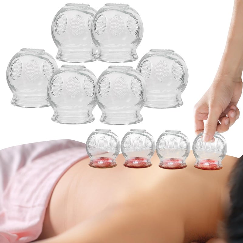 Healifty Healifty 6Pcs Cupping Therapy Sets: Glass Fire Thick Glass Cupping Set Chinese Acupoint Vacuum Cupping Therapy for Massage Back Relieve Fatigue (No. 1) 