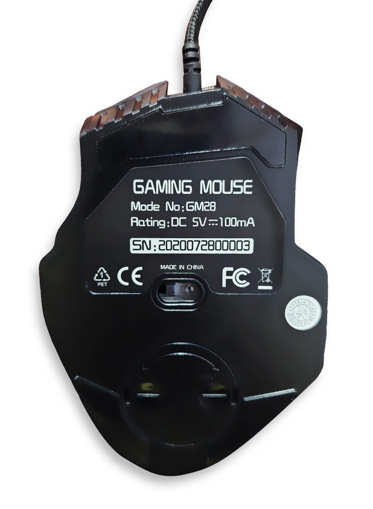 ماوس الألعاب السلكي للكمبيوتر واللاب توب ،  كابل USB ، 6800 نقطة في البوصة بإضاءة LED RGB موديل GM18 ، ملون بدقة عالية -للاستخدام المنزلي والمكتبي تصميم مريح لليد و الوان زاهية - Image 3