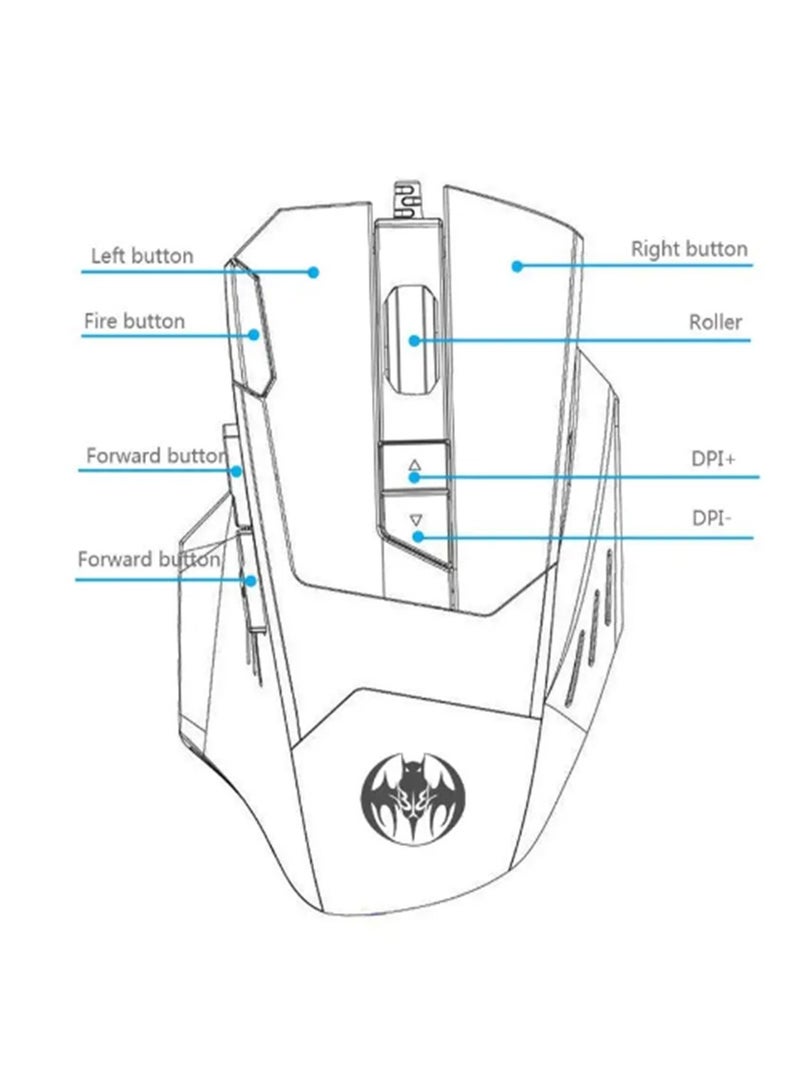 ماوس الألعاب السلكي للكمبيوتر واللاب توب ،  كابل USB ، 6800 نقطة في البوصة بإضاءة LED RGB موديل GM18 ، ملون بدقة عالية -للاستخدام المنزلي والمكتبي تصميم مريح لليد و الوان زاهية - Image 5