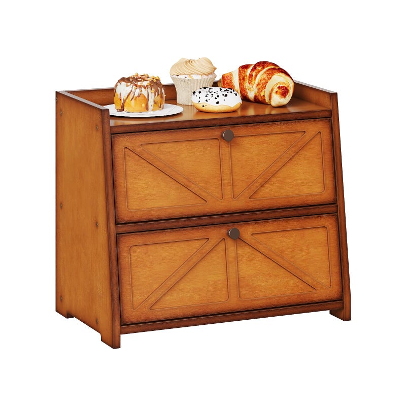 Trironsun Vintage Double Layer Bread Box for Kitchen Counter Bamboo Bread Storage Container Large Capacity Bread Storage Bin - Image 2