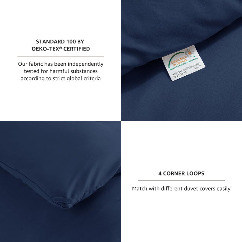 CozyLux Navy Blue Comforter Set Queen Size  3 Pieces Solid Breathable Quilted Style Bedding Sets  Luxury Fluffy Soft Microfiber Comforter for All Season (1 Comforter & 2 Pillowcases) - Image 5