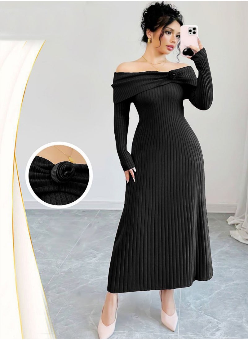 Generic - Women's dress for occasions, weddings and evening parties, black color, one size - Image 1