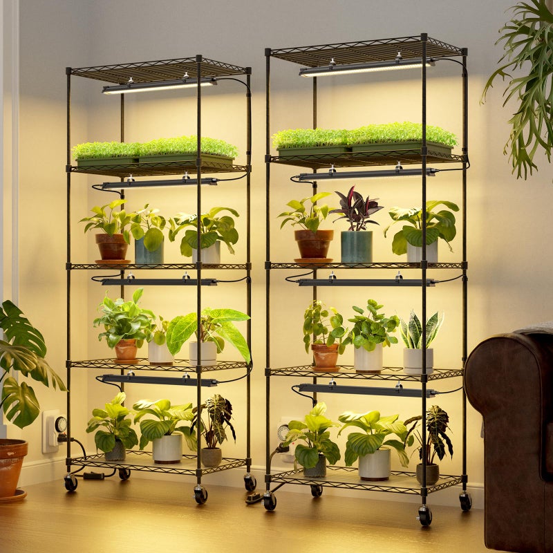 Barrina CX91 5-Tier Plant Stand with Grow Lights for Indoor Plants, Metal Plant Shelf Display Rack with 1.6FT 25W(Per Light) Full Spectrum Plant Lights for Indoor, Balcony, Living Room, 23.6x13.8x59IN - Image 3